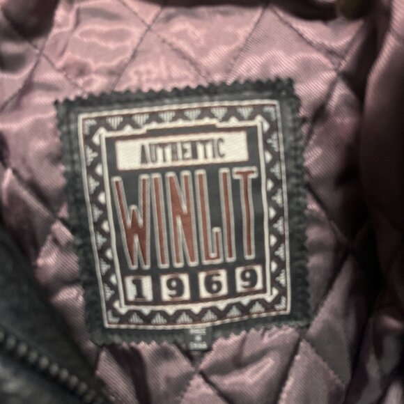 Authentic Winlit Vintage Small Black Leather Jacket/Coat Leather - Picture 15 of 16